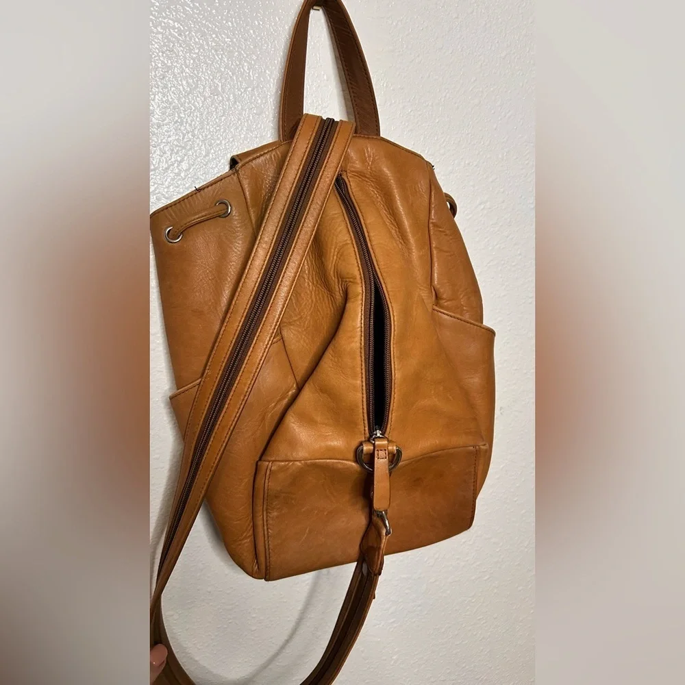 St. John's Bay Caramel Brown Genuine Leather Backpack